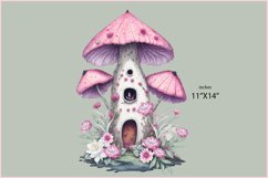 Fairy Mushroom House Sublimation|Pink Mushroom House flowers Product Image 2