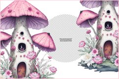 Fairy Mushroom House Sublimation|Pink Mushroom House flowers Product Image 3