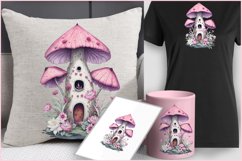 Fairy Mushroom House Sublimation|Pink Mushroom House flowers Product Image 4