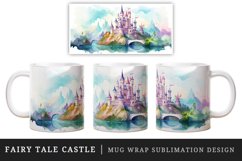 Watercolor fairy tale castle fantasy landscape design wrap sublimation for customize your mug coffee cup for children girl
