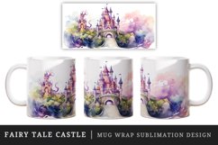 Watercolor fairy tale castle fantasy landscape design wrap sublimation for customize your mug coffee cup for children girl