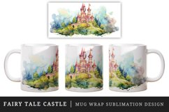Watercolor fairy tale castle fantasy landscape design wrap sublimation for customize your mug coffee cup for children girl