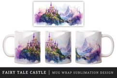 Watercolor fairy tale castle fantasy landscape design wrap sublimation for customize your mug coffee cup for children girl