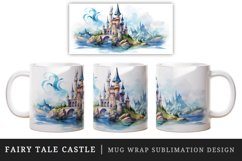 Watercolor fairy tale castle fantasy landscape design wrap sublimation for customize your mug coffee cup for children girl