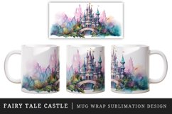 Watercolor fairy tale castle fantasy landscape design wrap sublimation for customize your mug coffee cup for children girl