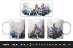 Watercolor fairy tale castle fantasy landscape design wrap sublimation for customize your mug coffee cup for children girl