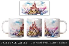 Watercolor fairy tale castle fantasy landscape design wrap sublimation for customize your mug coffee cup for children girl