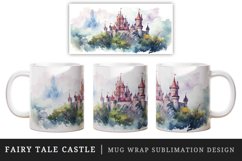 Watercolor fairy tale castle fantasy landscape design wrap sublimation for customize your mug coffee cup for children girl
