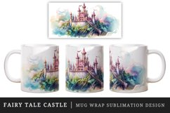 Watercolor fairy tale castle fantasy landscape design wrap sublimation for customize your mug coffee cup for children girl