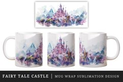 Watercolor fairy tale castle fantasy landscape design wrap sublimation for customize your mug coffee cup for children girl