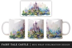 Watercolor fairy tale castle fantasy landscape design wrap sublimation for customize your mug coffee cup for children girl