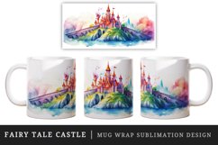 Watercolor fairy tale castle fantasy landscape design wrap sublimation for customize your mug coffee cup for children girl
