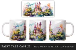 Watercolor fairy tale castle fantasy landscape design wrap sublimation for customize your mug coffee cup for children girl