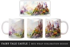 Watercolor fairy tale castle fantasy landscape design wrap sublimation for customize your mug coffee cup for children girl