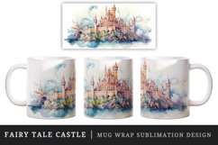 Watercolor fairy tale castle fantasy landscape design wrap sublimation for customize your mug coffee cup for children girl