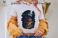 Watercolor Fairy Tale Night House Clipart, Mug Sublimation Product Image 2