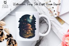 Watercolor Fairy Tale Night House Clipart, Mug Sublimation Product Image 3