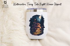 Watercolor Fairy Tale Night House Clipart, Mug Sublimation Product Image 4