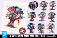 Watercolor Fairy Tree House Clipart Bundle,Tree House Clipart,House Clipart,sublimation design,design file,POD design,commercial use png,tote design png,commerial use art,vintage book clipart,cottagecore clipart,fairy door clipart,whimsical clipart,book n