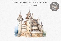 Watercolor Fairytale Castle Fantasy Kingdom Clipart PNG Art  Transparent Print for invitation t-shirt designs sublimation kids printable digital Magic Nursery watercolor Fairytale Castle Fantasy Kingdom png, landscape clipart  jpeg sublimation clip art