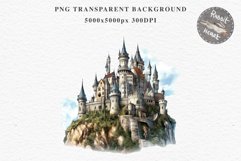 Watercolor Fairytale Castle Fantasy Kingdom Clipart PNG Art  Transparent Print for invitation t-shirt designs sublimation kids printable digital Magic Nursery watercolor Fairytale Castle Fantasy Kingdom png, landscape clipart  jpeg sublimation clip art