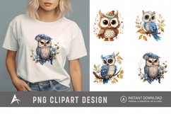 Watercolor Fairytale Owl Clipart Product Image 1