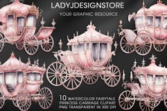 Watercolor Fairytale Princess Carriage Clipart Product Image 2