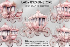 Watercolor Fairytale Princess Carriage Clipart Product Image 3