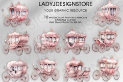 Watercolor Fairytale Princess Carriage Clipart Product Image 4