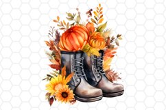 Watercolor Fall Boots Clipart Autumn PNG Design