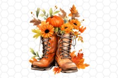 Watercolor Fall Boots Clipart Autumn PNG Design