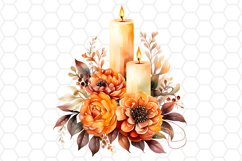 Watercolor Fall Candle Cliparts