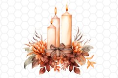 Watercolor Fall Candle Cliparts