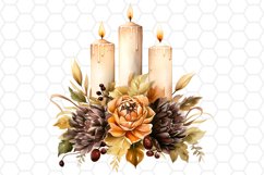 Watercolor Fall Candle Cliparts