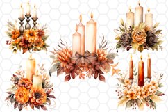 Watercolor Fall Candle Cliparts