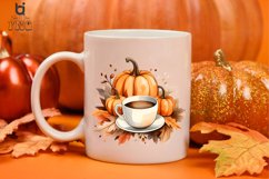 Watercolor Fall Coffee Pumpkin Sublimation Clipart Product Image 2