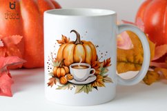Watercolor Fall Coffee Pumpkin Sublimation Clipart Product Image 3