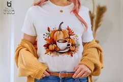 Watercolor Fall Coffee Pumpkin Sublimation Clipart Product Image 4