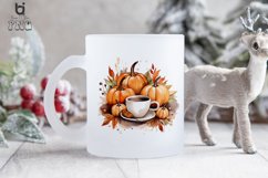 Watercolor Fall Coffee Pumpkin Sublimation Clipart Product Image 5