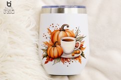 Watercolor Fall Coffee Pumpkin Sublimation Clipart Product Image 7
