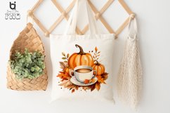 Watercolor Fall Coffee Pumpkin Sublimation Clipart Product Image 8