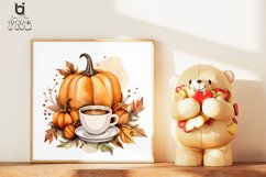 Watercolor Fall Coffee Pumpkin Sublimation Clipart Product Image 9