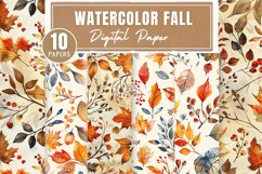 Watercolor Fall Digital Paper Bundle Product Image 1