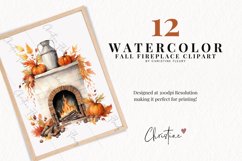 Watercolor Fall Fireplace Clipart Product Image 2