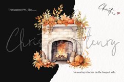 Watercolor Fall Fireplace Clipart Product Image 3