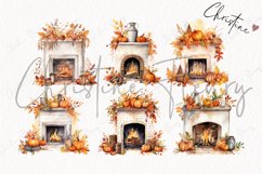Watercolor Fall Fireplace Clipart Product Image 4