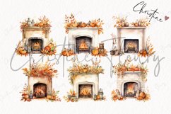 Watercolor Fall Fireplace Clipart Product Image 5