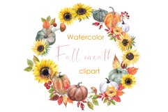 Watercolor fall wreath clipart. Autumn png. Fall collection Product Image 1