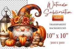 Explore our cozy watercolor clipart featuring a fall gnome and festive pumpkin. Perfect for Thanksgiving crafts, invitations, scrapbooking, and creative autumn projects.