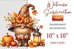Explore our cozy watercolor clipart featuring a fall gnome and festive pumpkin. Perfect for Thanksgiving crafts, invitations, scrapbooking, and creative autumn projects.